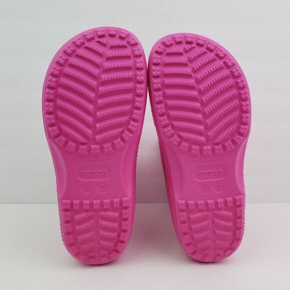 Crocs Classic Boot Girls Sz 3Y Pink Pull On Comfort Boots Shoes 208544-6UB - Picture 8 of 10
